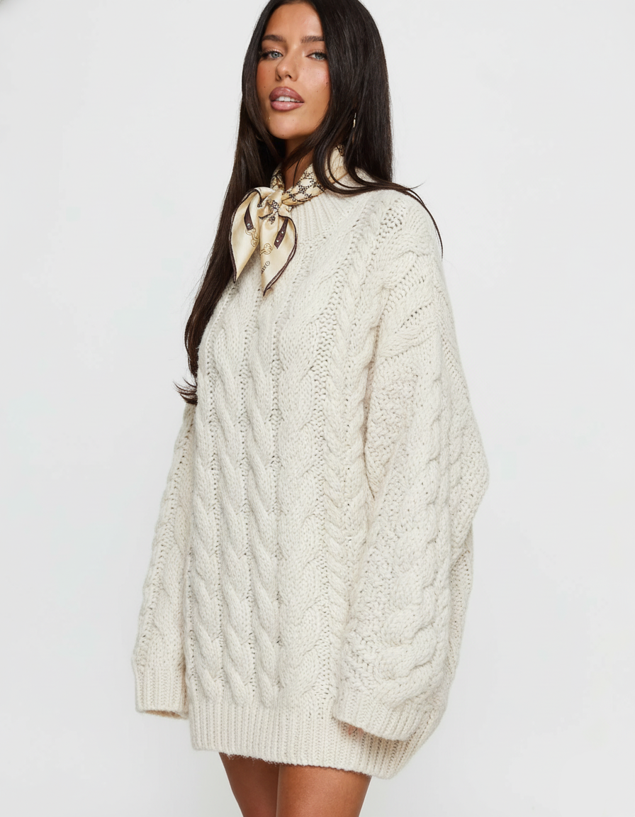 Cable Knit Round Neck Sweater